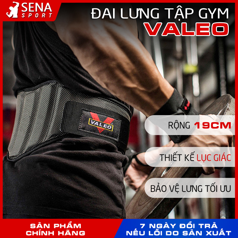 ĐAI LƯNG MỀM TẬP GYM VALEO BẢN RỘNG 19CM, Thiết kế lục giác hỗ trợ bảo vệ lưng tối ưu