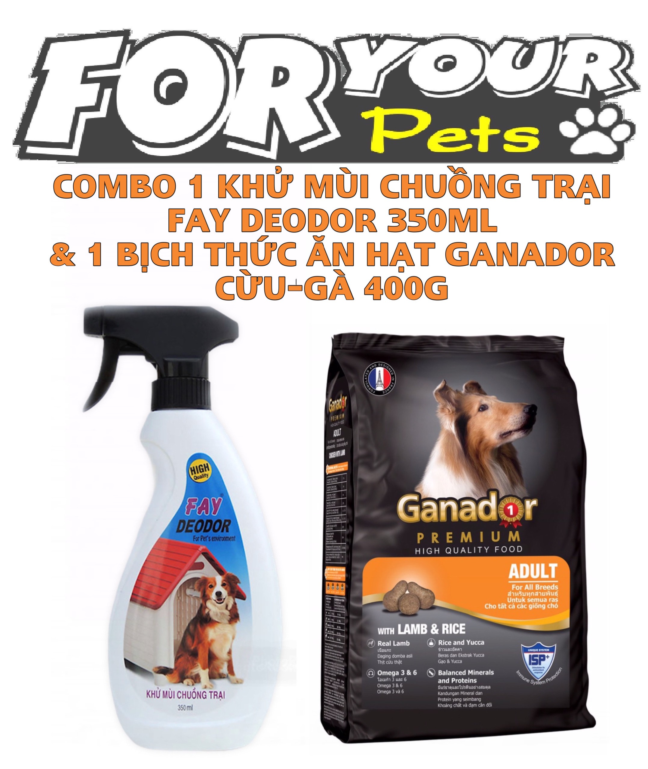 [MUA 1 TẶNG 1] MUA 1 CHAI XỊT KHỬ MÙI CHUÒNG TRẠI 350ML TẶNG 1 BỊCH GANADOR GÀ VÀ CỪU 400G