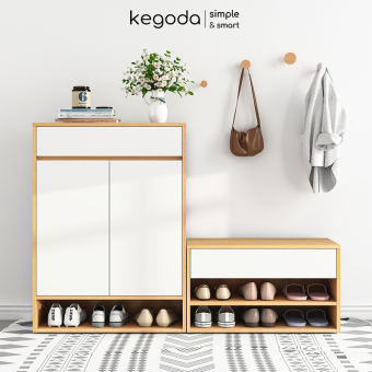 Tủ Giày Phong Cách Bắc Âu, Sức Chứa Lớn, Có Ghế Ngồi Mang Giày