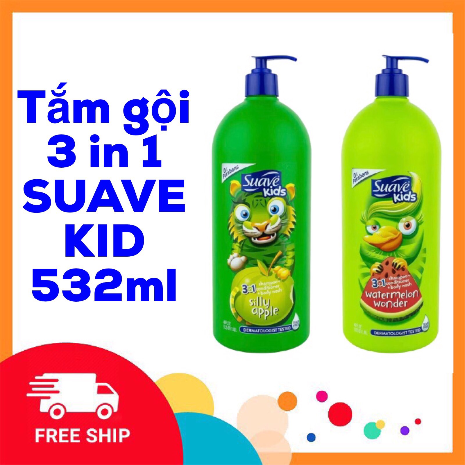 [CHÍNH HÃNG] Sữa Tắm Gội 3in1 SUAVE KIDS Dành Cho Bé Hàng Mỹ 532ml - OANH VŨ