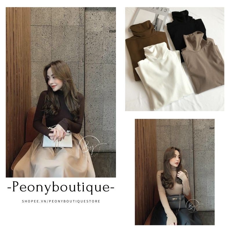 Áo thun nữ dài tay body style Korea cổ lọ basic