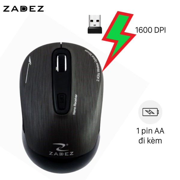 M325 ( tặng kèm pin AA) Chuột không dây Zadez