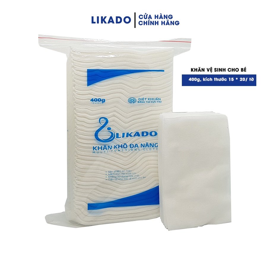 Khăn giấy khô đa năng cho bé likado 400g kích thước 15x20cm