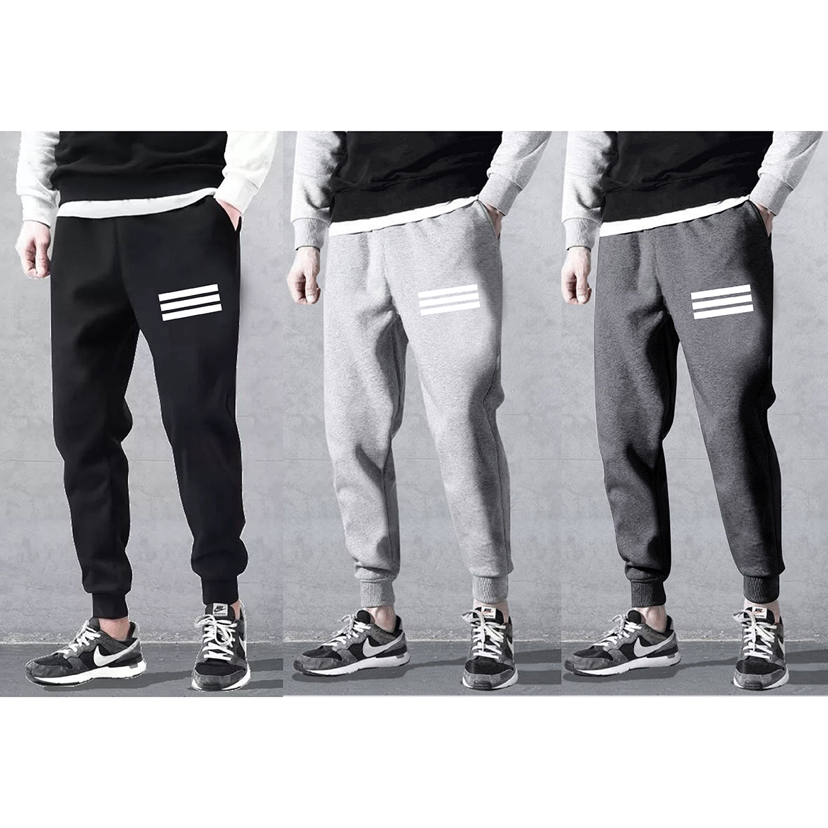 Quần jogger nỉ nam nữ 3 sọc