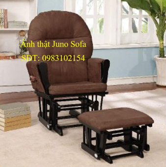 Ghế lắc thư giãn Rocking chair Juno Sofa Màu trắng Nệm Màu nâu
