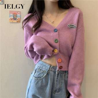 IELGY women's korean style fashion thin v-neck knitted cardigan