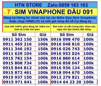 Sim vinaphone số đẹp đầu 091 vina trả trước sim nghe gọi và truy cập 4G, 5G (7) - HTN