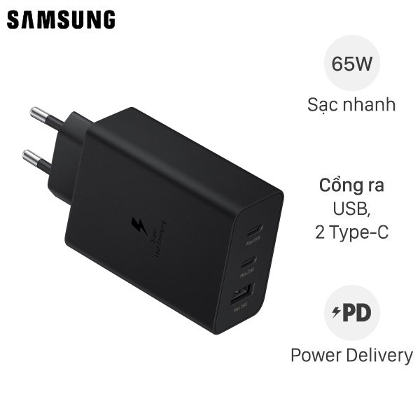 Củ sạc nhanh 65w samsung ept6530n 3 cổng