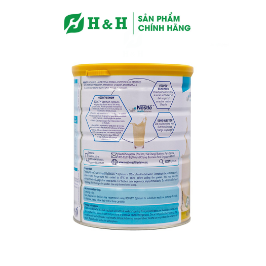 Sữa BOOST OPTIMUM (800g/400g) - Dinh dưỡng Y học tăng cường đề kháng, duy trì sức khỏe