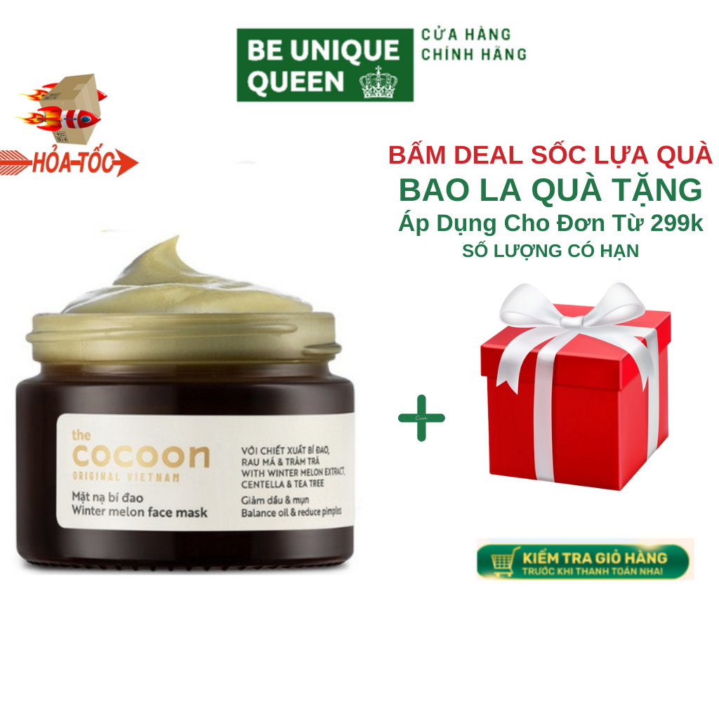 Mặt nạ bí đao Cocoon giảm dầu và mụn ẩn 30ml chính hãng