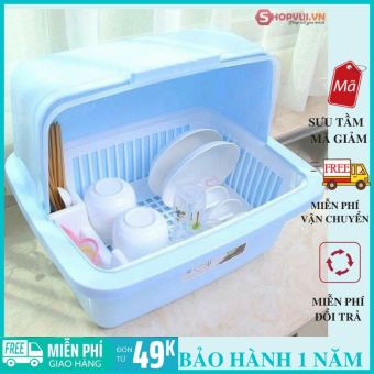 Kệ Úp Chén Bát - Úp Sữa Có Nắp Đậy 1 Tầng- Có Lỗ Thoát Nước Nhựa Việt Nhật - Nắp Đậy Chống Bụi Bặm Cao Cấp