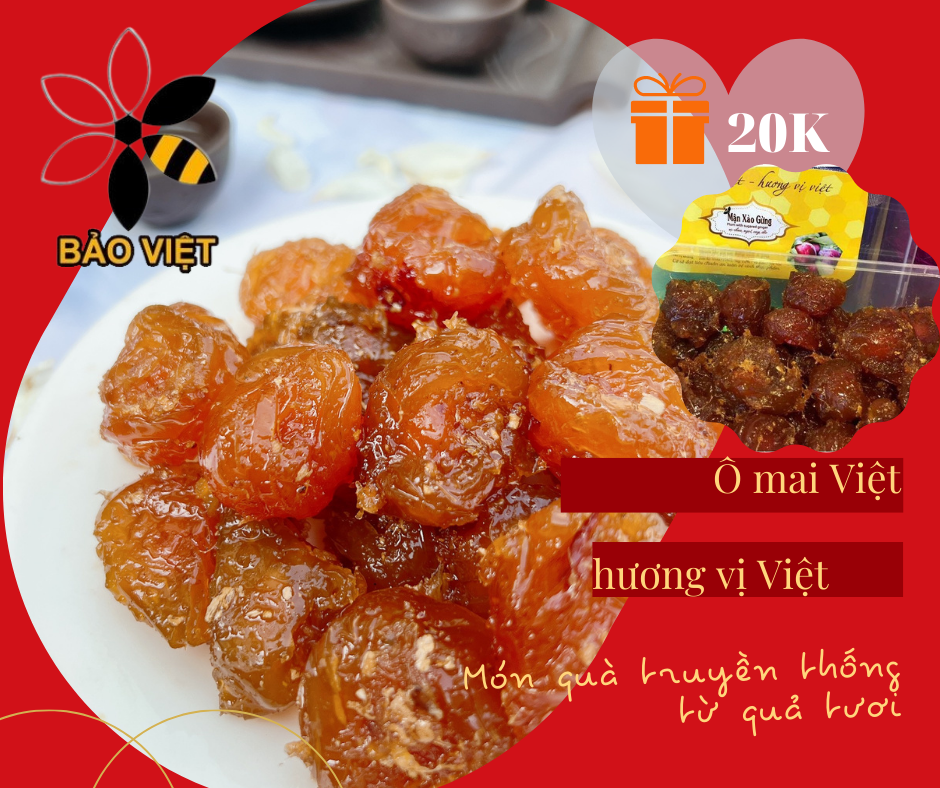 Ô mai mận hậu xào gừng hộp 400g/ 500g - ô mai bảo việt