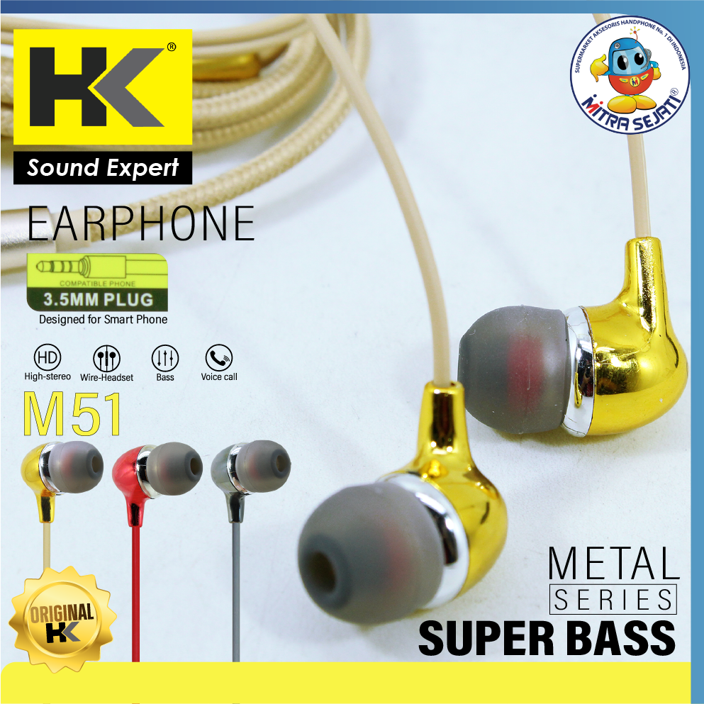 HK Earphone M-51 Original Handsfree Stereo Headset M51-AHFUNIVM51HK