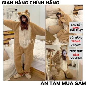 sét bộ lông gấu liền thân , Bộ ngủ lông gấu dễ thương, bộ ngủ mùa đông ấm áp ,Bộ đồ ngủ lông hàn quốc bộ đồ nữ, sét bộ mặc nhà lông unisex, sét bộ mặc nhà gấu, áo lông tai gấu,đồ ngủ nữ ,sét bộ lông mềm mịn