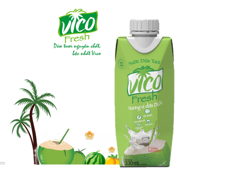 1 HỘP NƯỚC DỪA VICO FRESH 330ML - VỊ DỨA . ĐẶC SẢN VỊ DỪA BẾN TRE