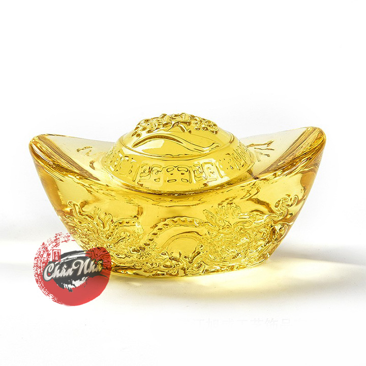 Thỏi vàng chiêu lộc chiêu tài thủy tinh 10cm