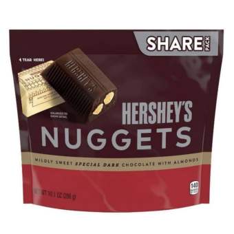 Socola đắng hạnh nhân Hershey's Nuggets Special Dark Mildly Sweet Chocolate With Almonds gói 286gr của Mỹ