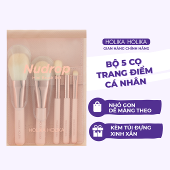 Bộ 5 cọ trang điểm mini Holika Holika Nudrop Mini Brush Set