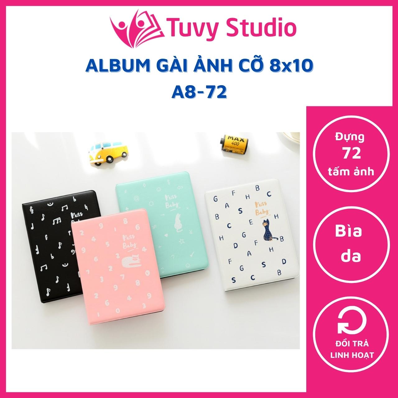 Album ảnh 8x10 để 72 ảnh bìa da Puss baby hình mèo siêu cute để được ảnh 6x9 ép plastic ảnh cho con ảnh kỉ niệm gia đình quà tặng đáng yêu Tú Vy Studio
