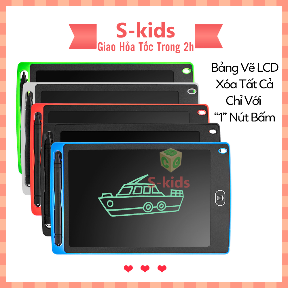 Bảng viết LCD tự xóa, Bảng Vẽ Điện Tử thông minh tự động xóa 8.5 inch cho bé. Đồ chơi thông minh cho bé