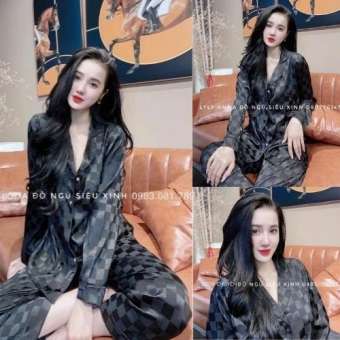 bộ ngủ pyjama tay dài - quần dài chát lụa gấm