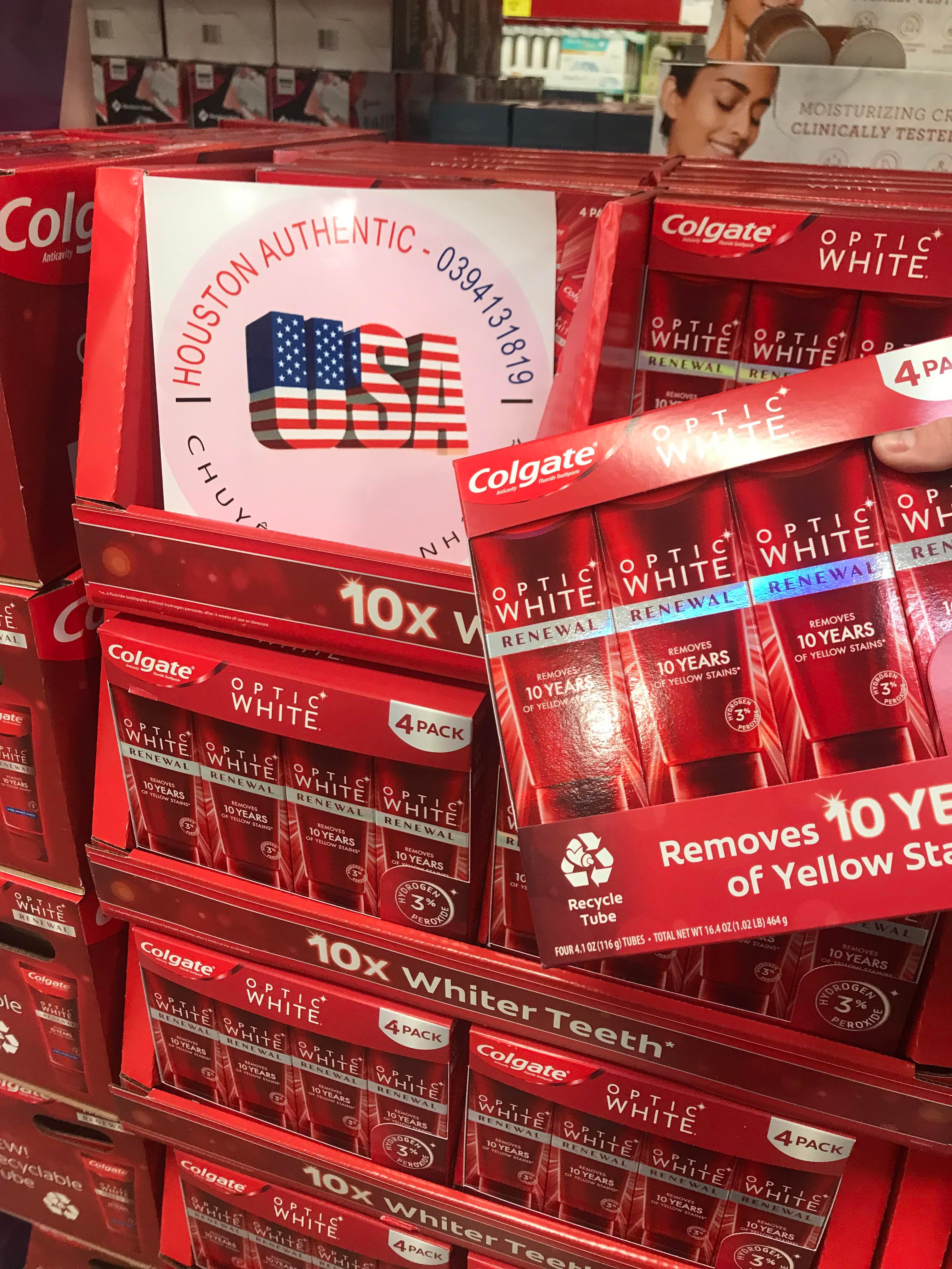 Kem đánh răng colgate optic white renewal của mỹ 116g _ live mua hàng tại mỹ