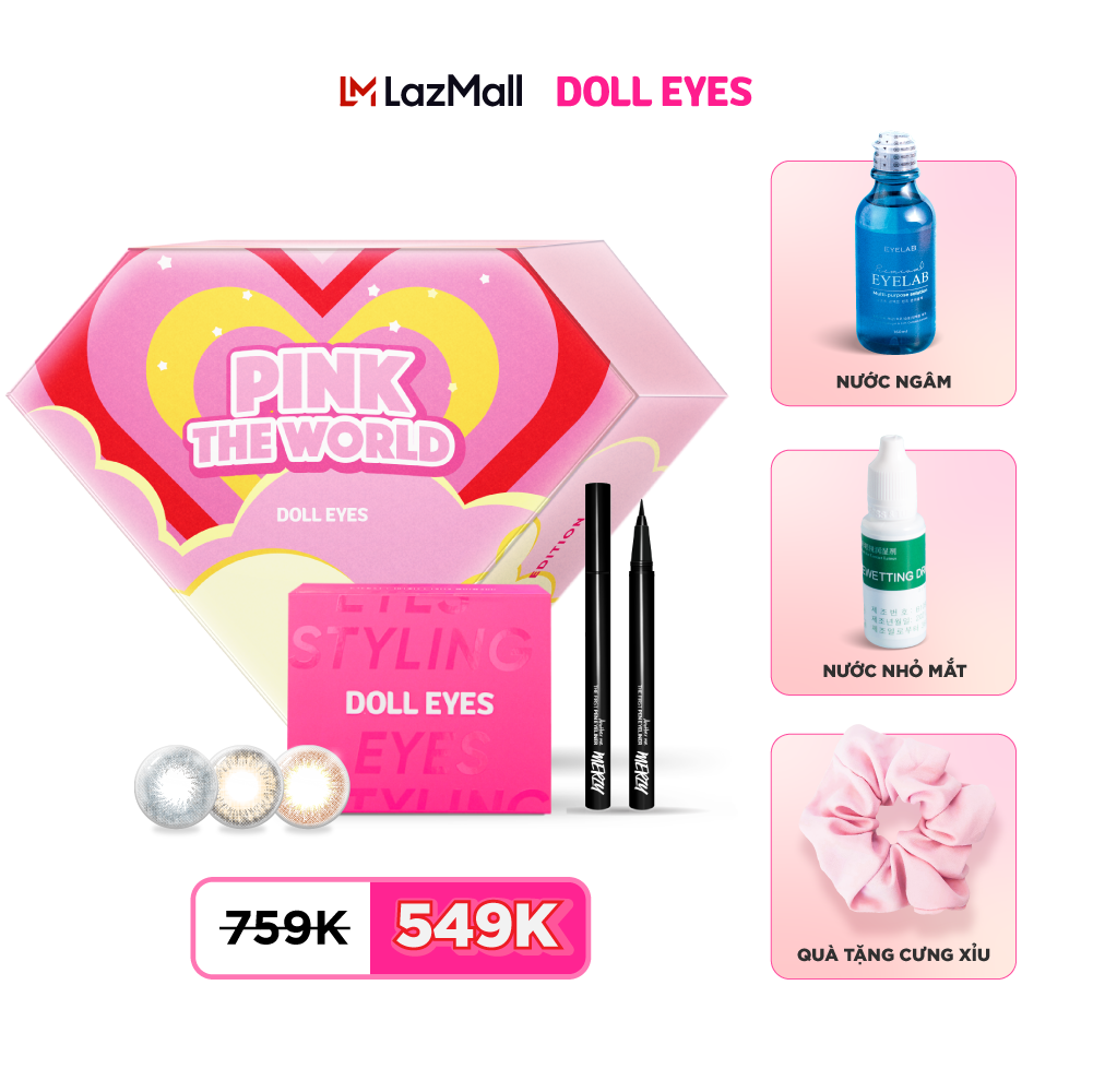 Box Kính áp tròng DOLL EYES - PINK THE WORLD