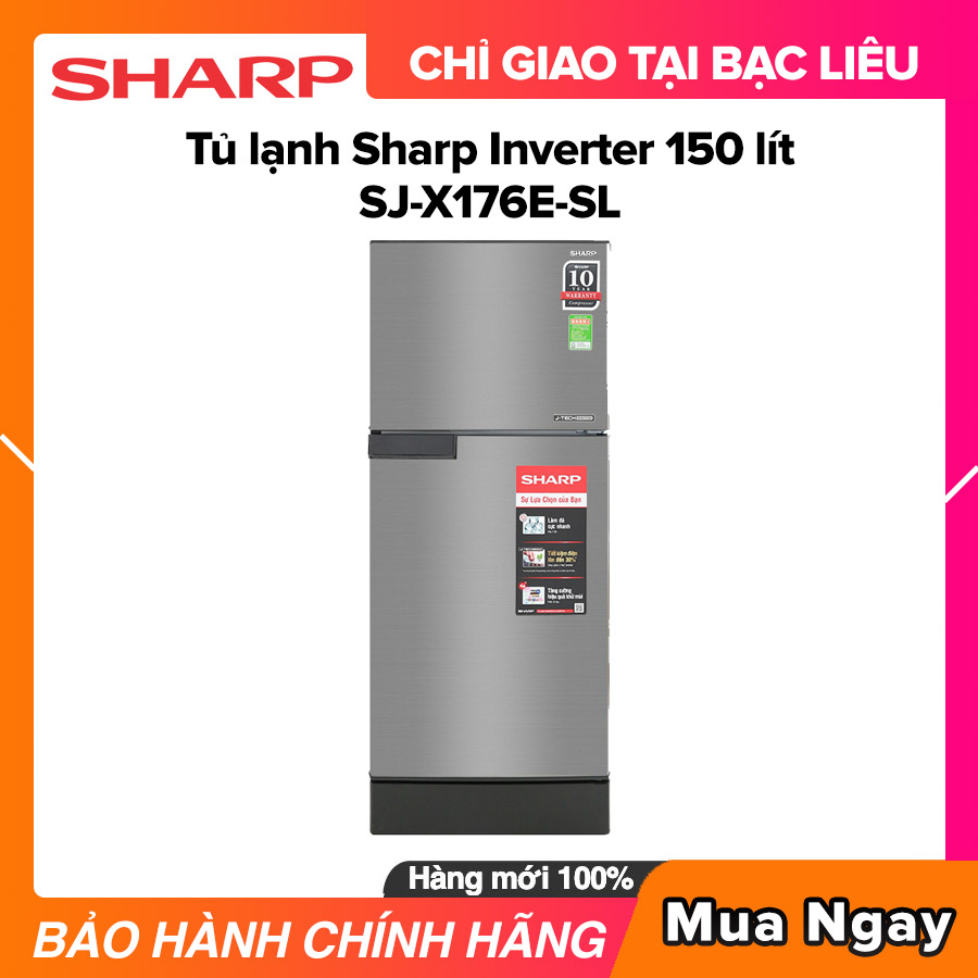 Tủ lạnh Sharp Inverter 150 lít SJ-X176E-SL - Chỉ Giao Tại Bạc Liêu