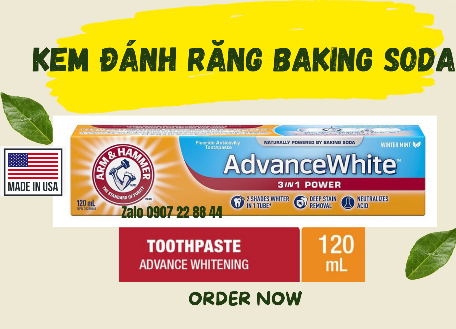 Kem đánh răng baking soda 120gr