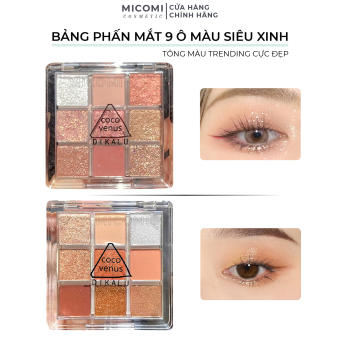 Bảng Phấn Mắt 9 Ô Màu Siêu Đẹp Tông Nâu Cam Vàng l Nhũ Lì Kim Tuyến Coco Venus DIKALU Trang Điểm Makeup Mắt MICOMI Cosmetics
