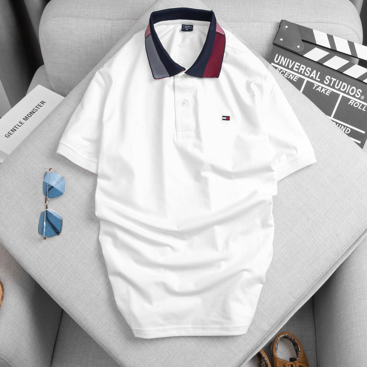 Áo thun polo nam chất cotton phối bâu cực sang axk075