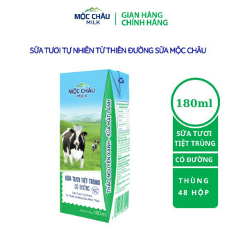 Thùng 48 hộp Sữa tươi tiệt trùng Có đường 180ml Mộc Châu Milk
