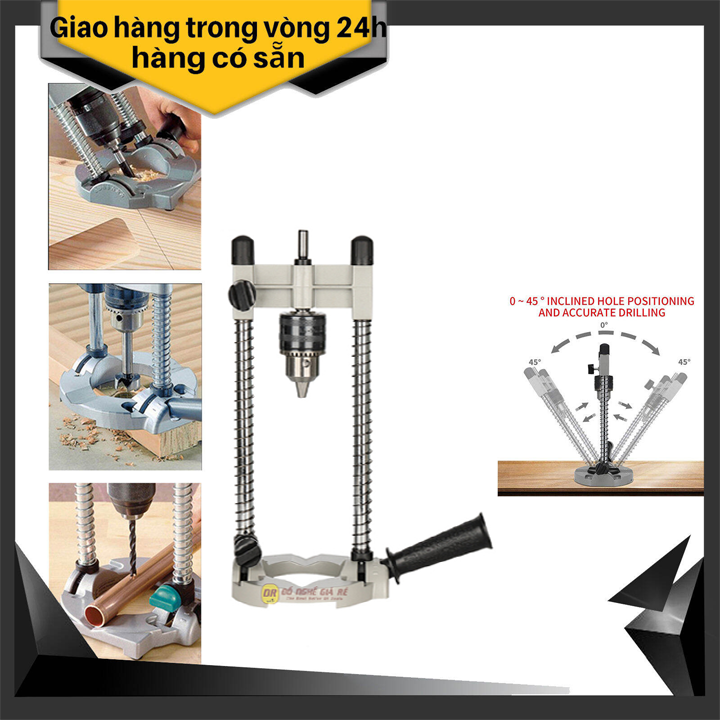 Giá Đỡ Máy Khoan Góc 45 Độ Chân Đế Máy Khoan Cắt Cầm Tay Cữ Khoan Chéo Bàn Định Vị Mũi Khoan Lỗ Gỗ Di Động