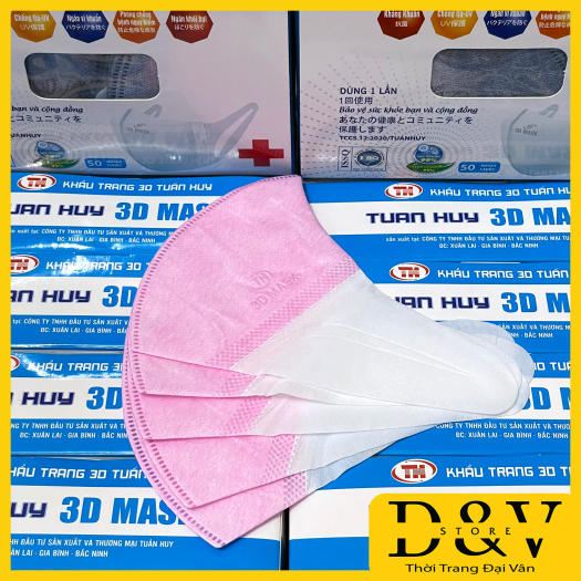 Khẩu trang 3D Mask [Màu Hồng] hộp 50 cái kháng khuẩn, có logo tem niêm phong, đạt tiêu chuẩn ISO và kiểm định Bộ Y Tế, Khẩu trang y tế 3D Mask