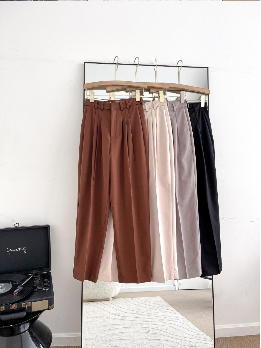 Quần tây dáng baggy xếp ly , Peace House Clothing