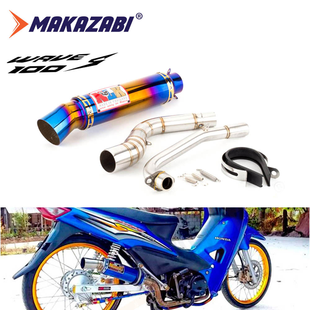 For Honda WAVE 100 Motorcycle Exhaust Full System Header Pipe Manifold Collecter Link Pipe+Muffler Silencer Escape for WAVE100 ราคา 819 บาท*ส่งฟรี
