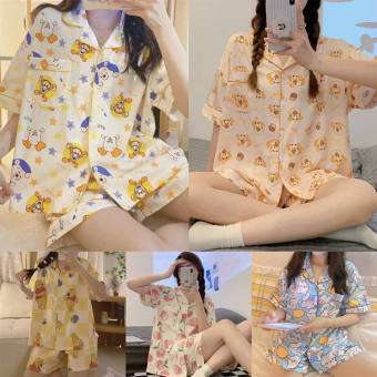 Đồ ngủ có cổ đồ ngủ hoạt hình đồ ngủ Đồ ngủ cotton, đồ ngủ nữ, đồ ngủ ngắn tay, đồ ngủ ngắn tay cỡ tự do