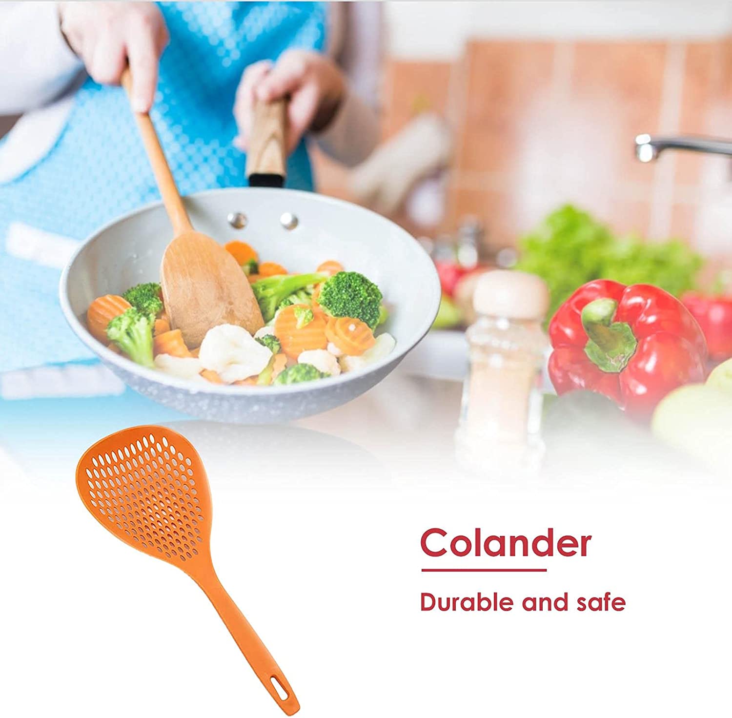 Skinada Large Strainer Spoon, Kitchen Cooking Utensils, Plastic Food  Colander, Slotted Spoon,Heat Resistant for Fried Food 