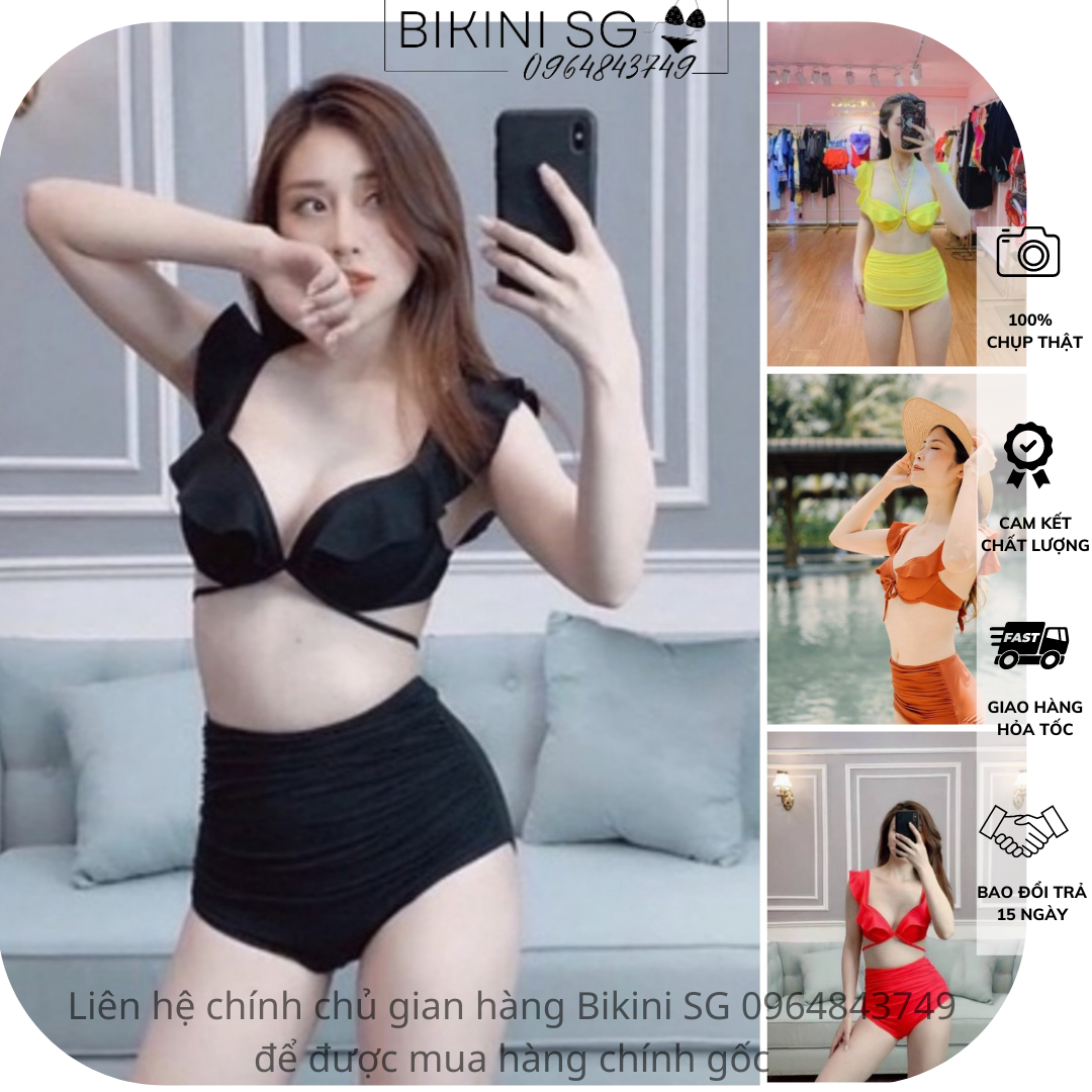 Bikini Sài Gòn - Đồ bơi Áo tắm nữ 2 mảnh cánh tiên có mút gọng độn nâng ngực cho người ngực lép phối quần quần cạp cao tôn dáng đi biển cực xinh HÌNH CHỤP THẬT