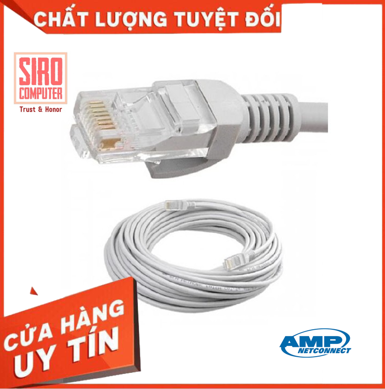 Dây cáp mạng bấm sẵn 2 đầu 10 mét - 50 mét cat5e amplx - trắng