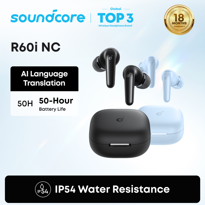 [New Arrive] Soundcore R60i NC Wireless Earphones Adaptive Noise-Cancelling Soundcore by Anker Powerful Bass ANC Earphones D1202
