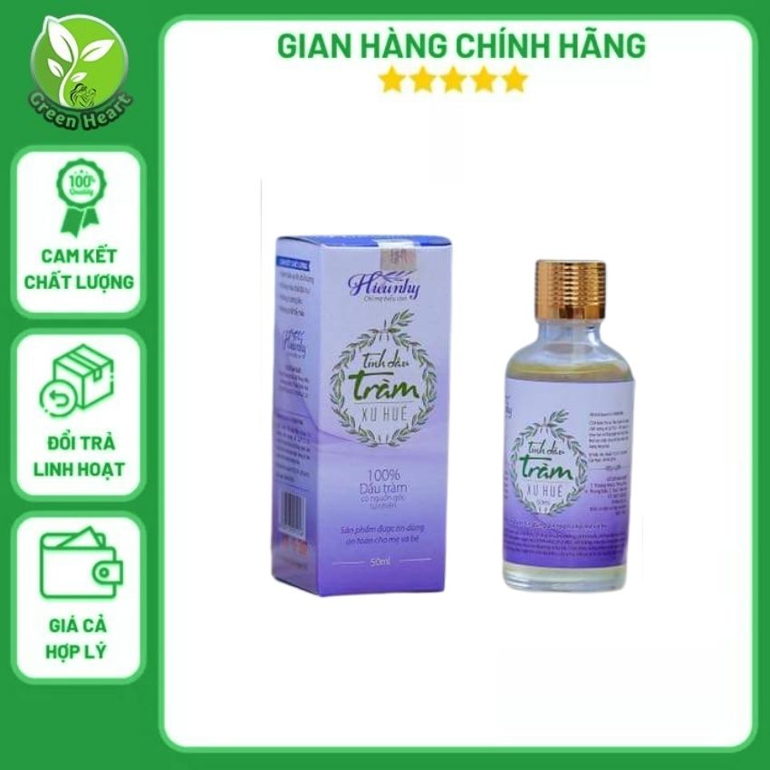 Dầu tràm huế nguyên chất lọ 50ml tinh dầu tràm phòng ngạt mũi, ho, đầy hơi khó tiêu, cảm mạo đặc biệt tốt cho trẻ em, phụ nữ sau sinh, người già N11 - Green Heart.vn