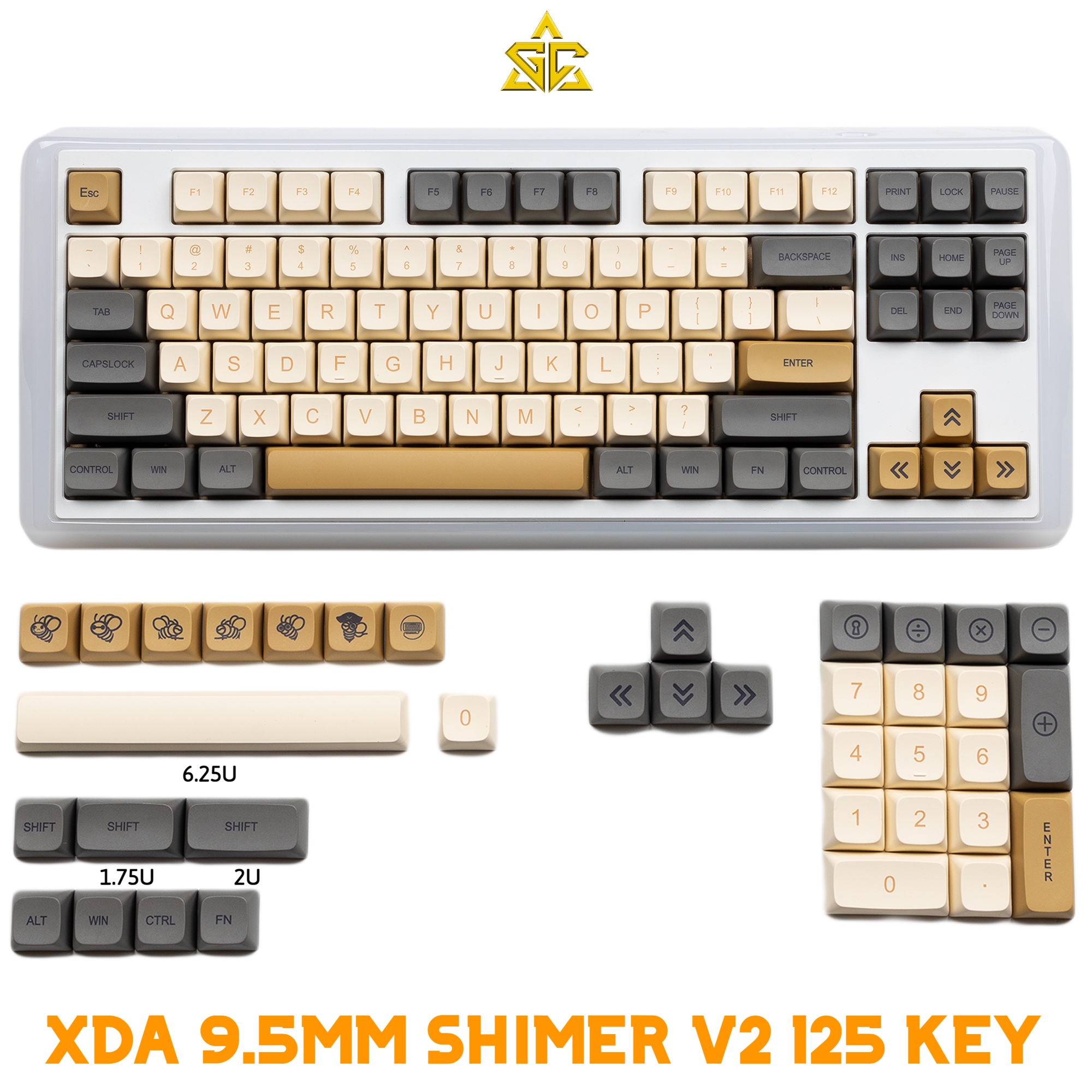 Keycap shimer v2 125 nút bàn phím cơ thick pbt xda 9.5mm