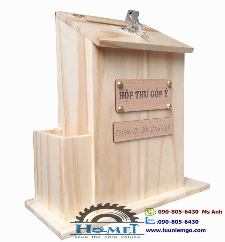 [HCM]Thùng thư góp ý bằng gỗ cao cấp - Tặng bộ kit: tắc kê đinh vit