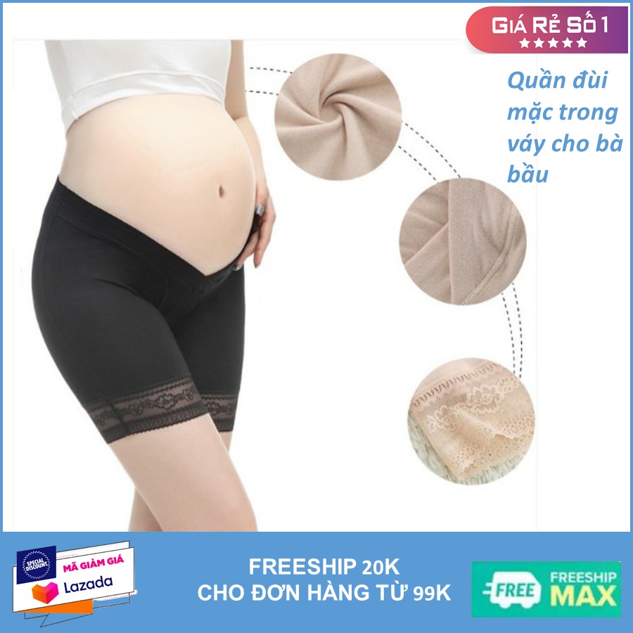 Quần đùi mặc trong váy cạp chéo cho bà bầu, quần đùi bầu cạp chéo, quần lót cho bà bầu