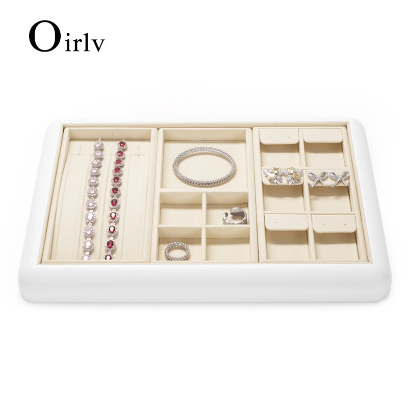 Oirlv khay đựng trưng bày đồng hồ vòng tay bông tai vòng cổ trang sức bằng da khay đựng trưng bày trang sức giá đỡ đĩa sưu tập p117