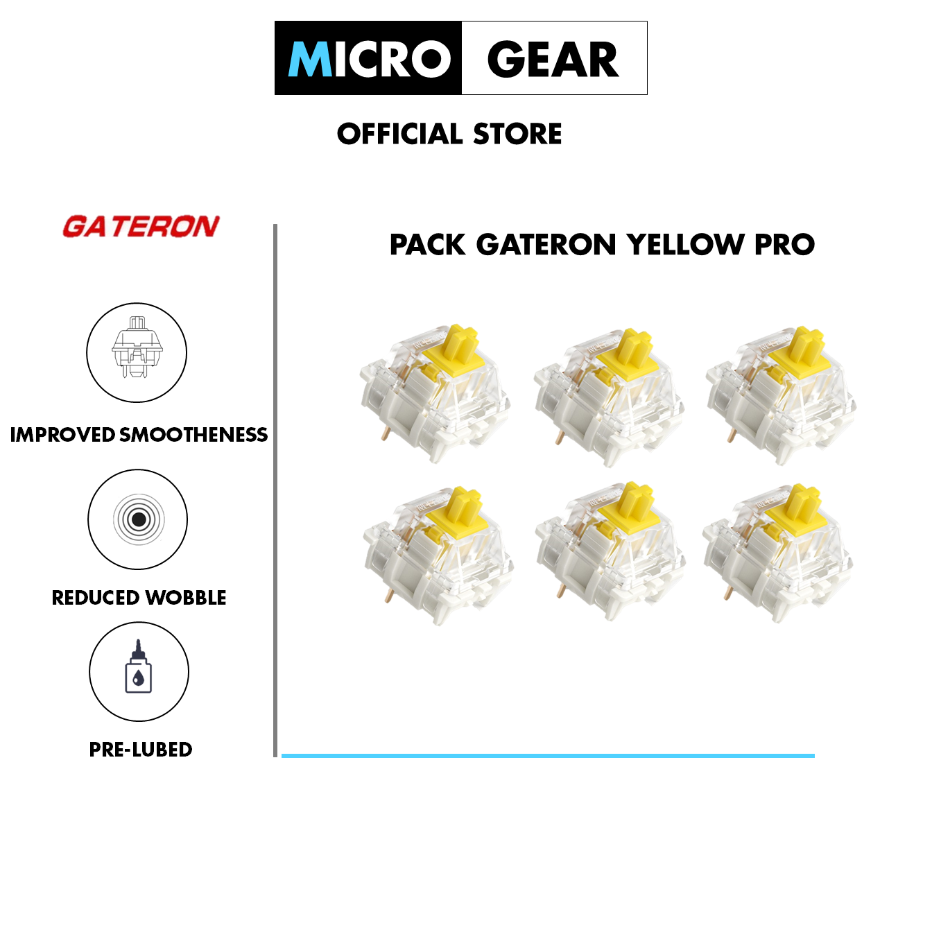 Gói công tắc phím cơ - switch gateron yellow pro - pack 30/35/45/87/104