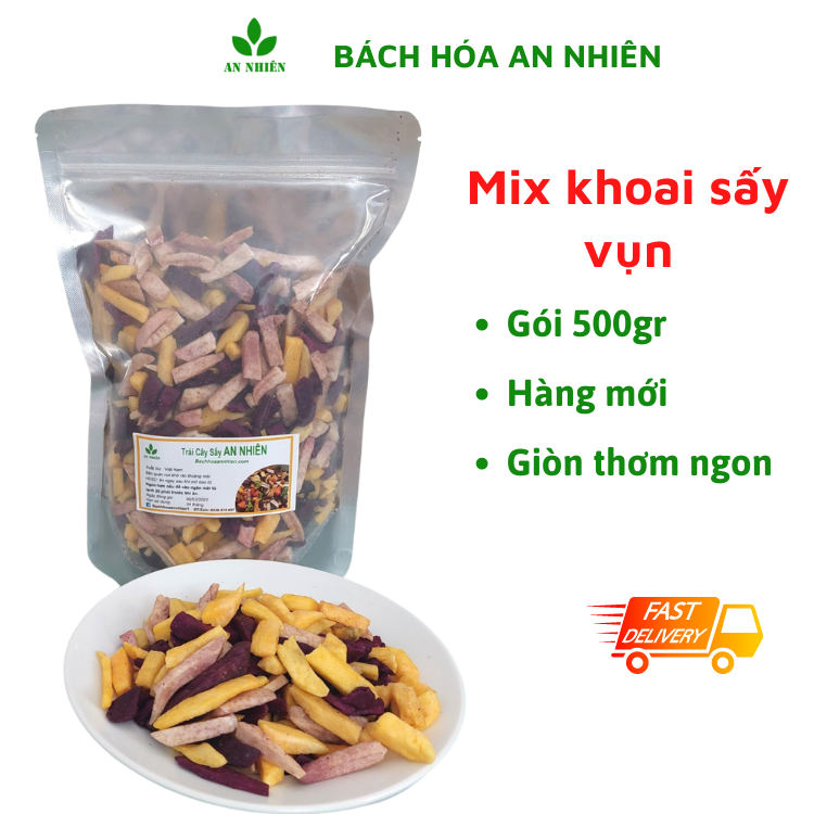 Mix khoai lang sấy khoai môn sấy hàng vụn 500gr
