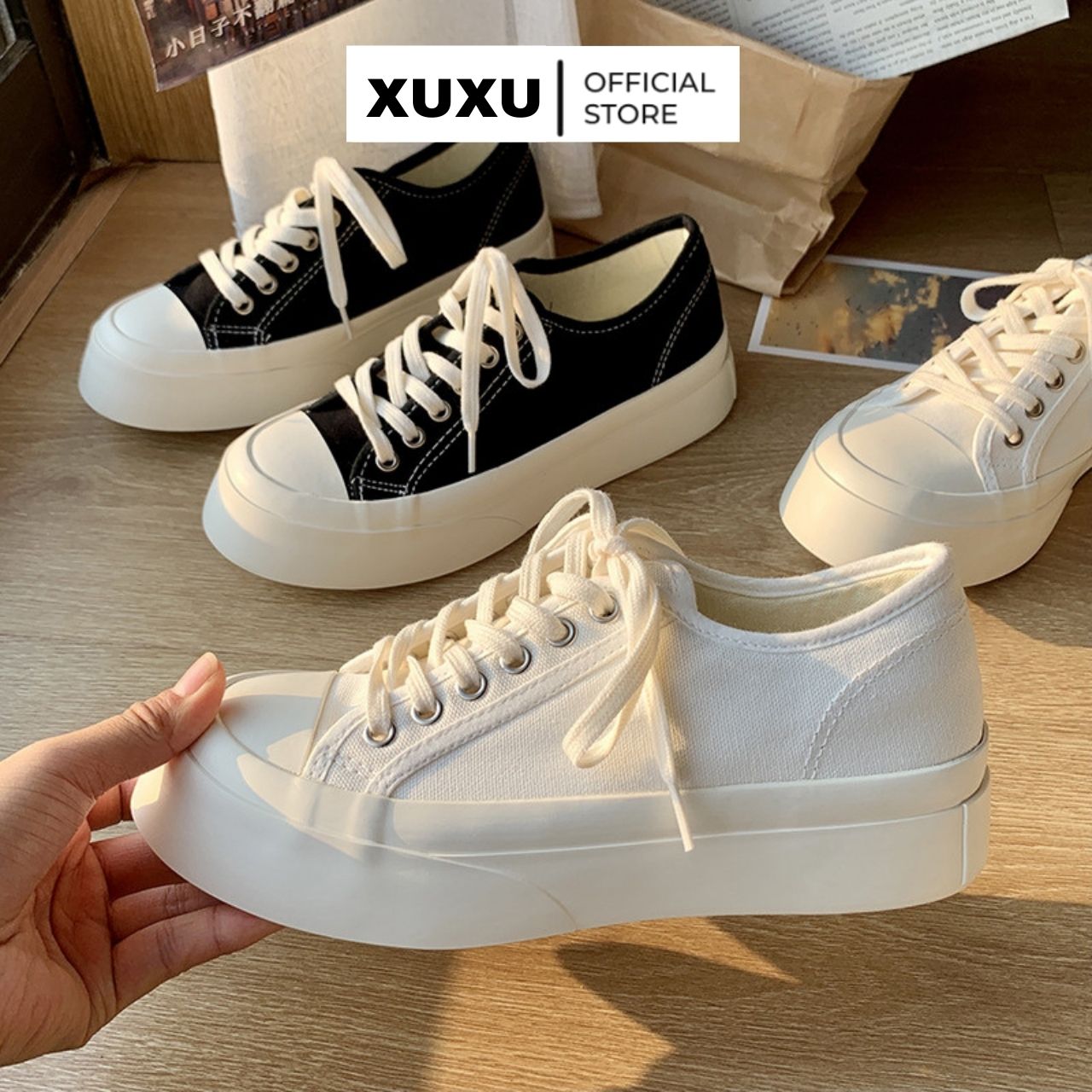 Giày cv cổ thấp đế cao dáng thể thao ulzzang nữ full box, giày bata vải canvas đế bằng