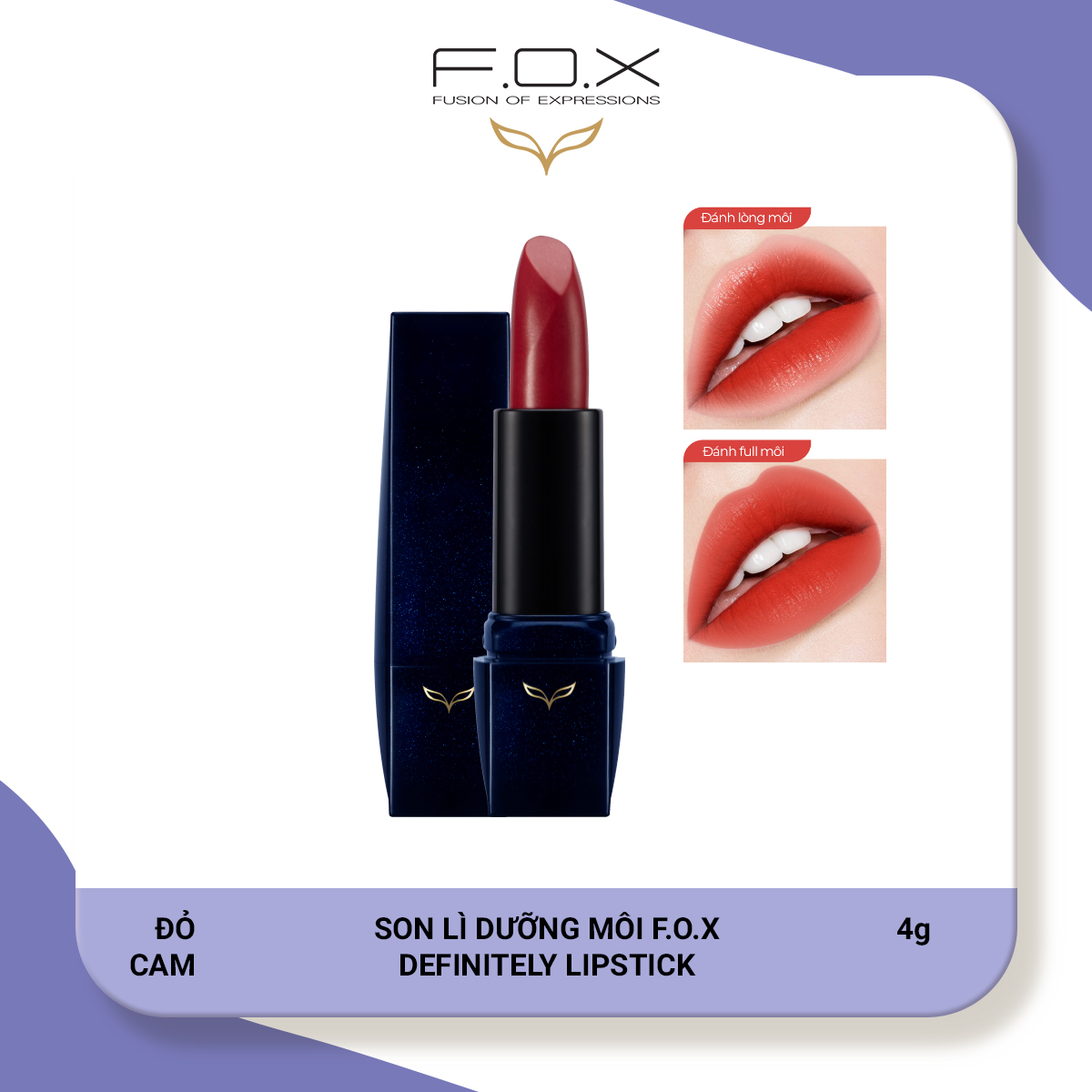 Son Lì FOX Dưỡng Môi  Definitely Lipstick 4g - FOX Mỹ phẩm thiên nhiên
